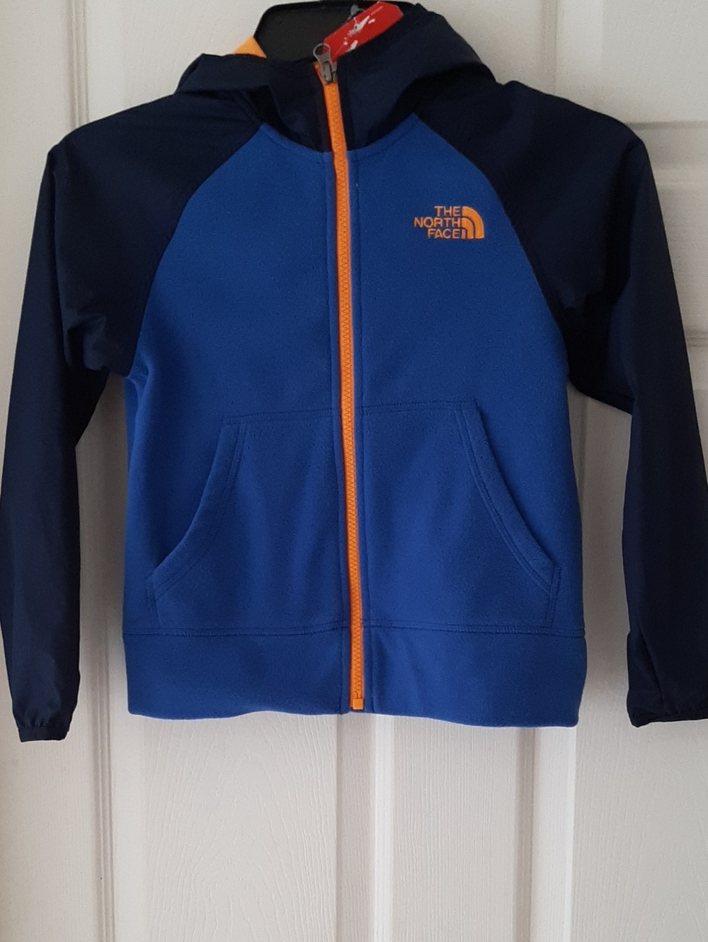 The North Face Blue & Navy Fleece Hoodie with Orange Zip NWT XS(6)